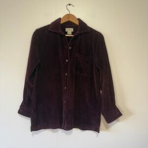 Vintage LL Bean Women's Corduroy Button Up Shirt‎ Burgundy Long Sleeve Casual XS